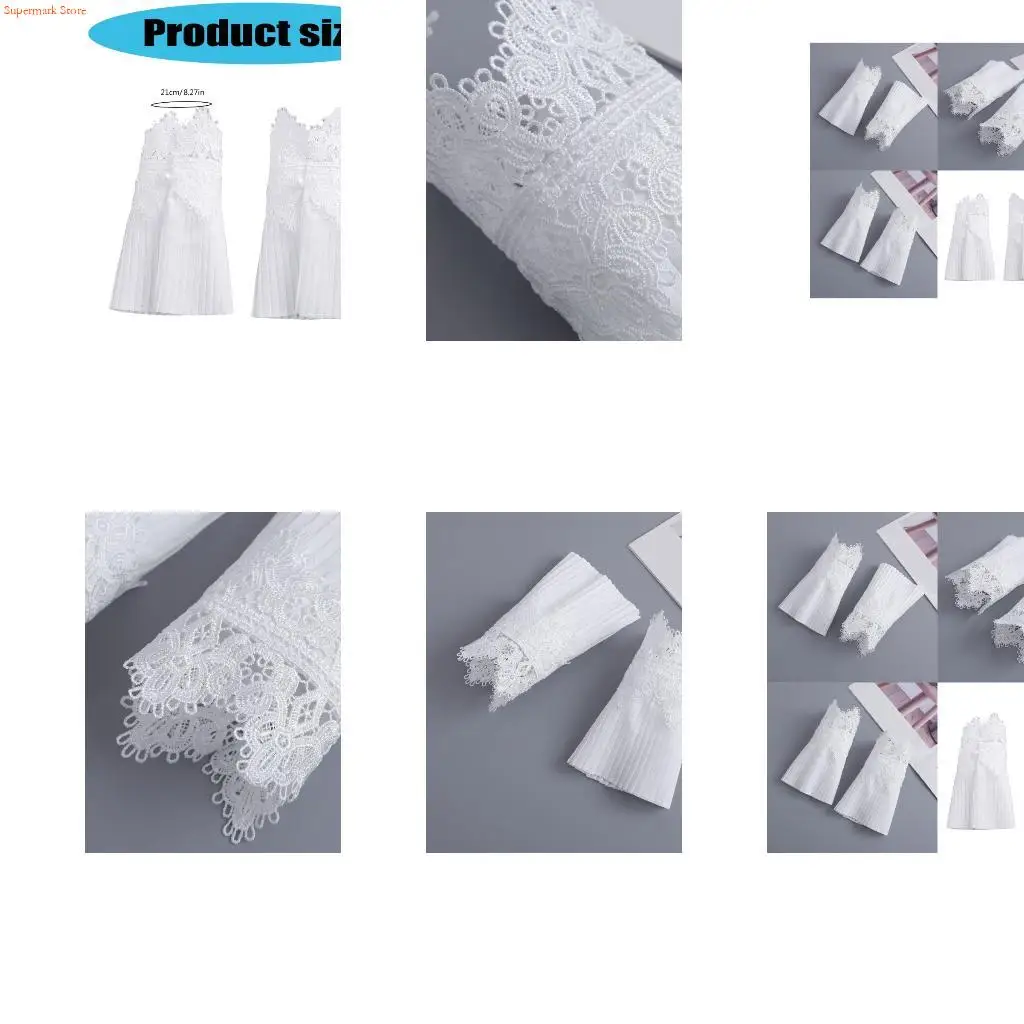 Q5WE bordado flor mangas encaje muñequeras cubrebrazos accesorio ropa boda