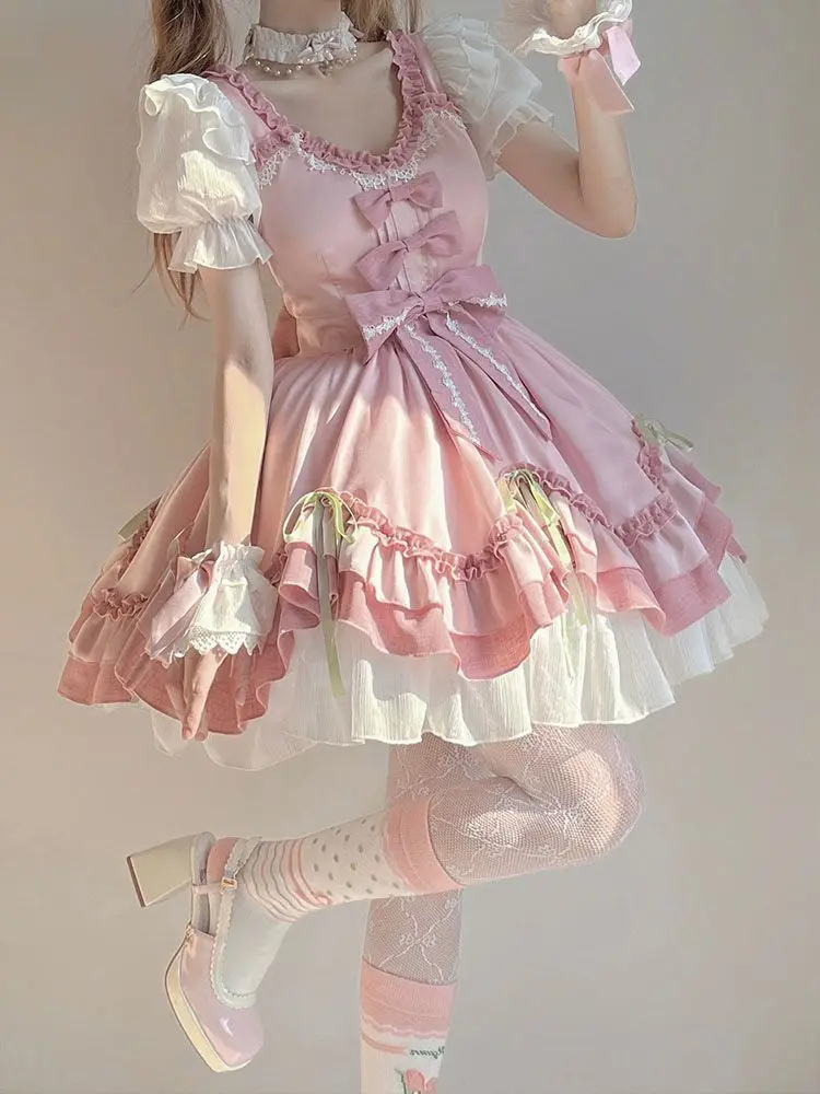 New Ke Li Cute Pink Lolita Dress Gentle Dress Lolita Soft Girl Princess Luo Dress