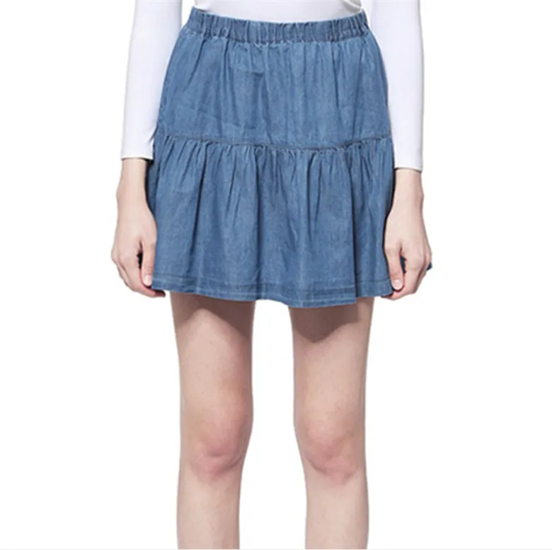 Fashion sweet College Denim ruffled skirt comfortable brand sexy girl mini jeans skirts sexy cotton vintage skirts 5XL 6XL 7XL