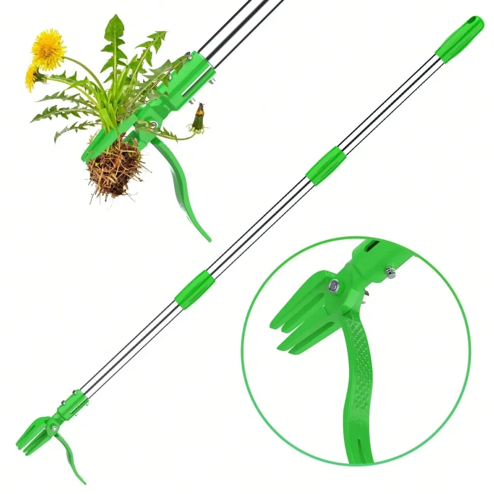 

Puller Tool Stand Weeder Remover Tool With 4Claw Steel Head, 50 Adjustable Stainless Steel Handle Weeder Tool, Easily Remove