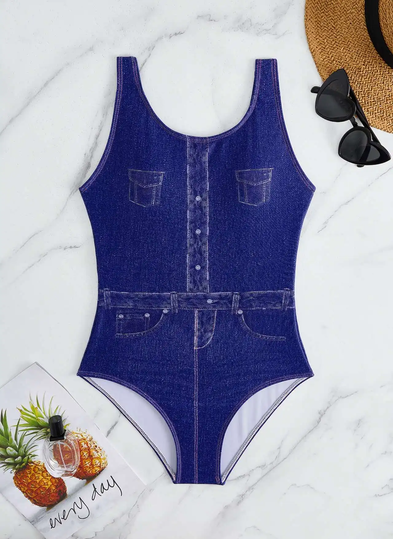 Sexy Denim blau einteilige Badeanzug Bandage Bade bekleidung Frauen rücken freie Monokini Badeanzüge High Cut Strand tragen Badeanzug