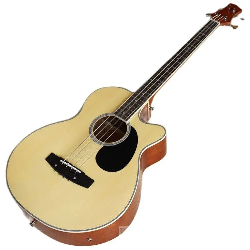 4 String Acoustic Electric Bass Guitar 43 Inch Acoustic Bass Guitar Cutaway Design 21 Frets High Gloss with EQ