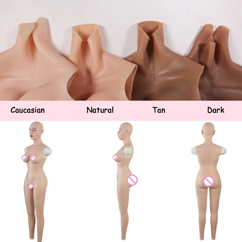 MTF Silicone Female Sexy Bodysuit Realistic Vagina and Fake Breast Artificial Boobs for Male Female Cosplay
