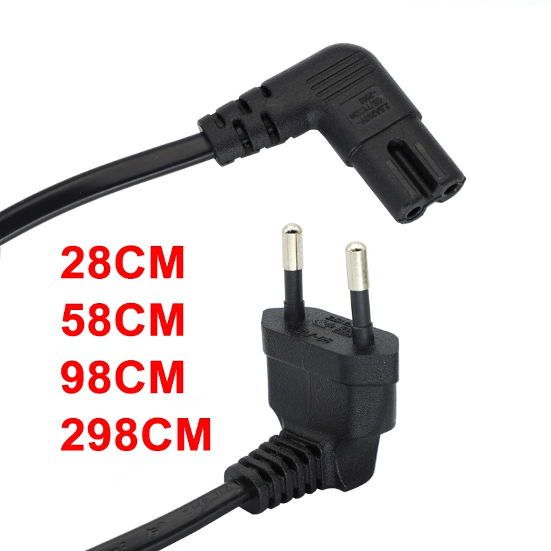 90 Degree Schuko CEE7/16 Europe 2pin Male to Right Angled IEC 320 C7 Power Supply Cord Cable