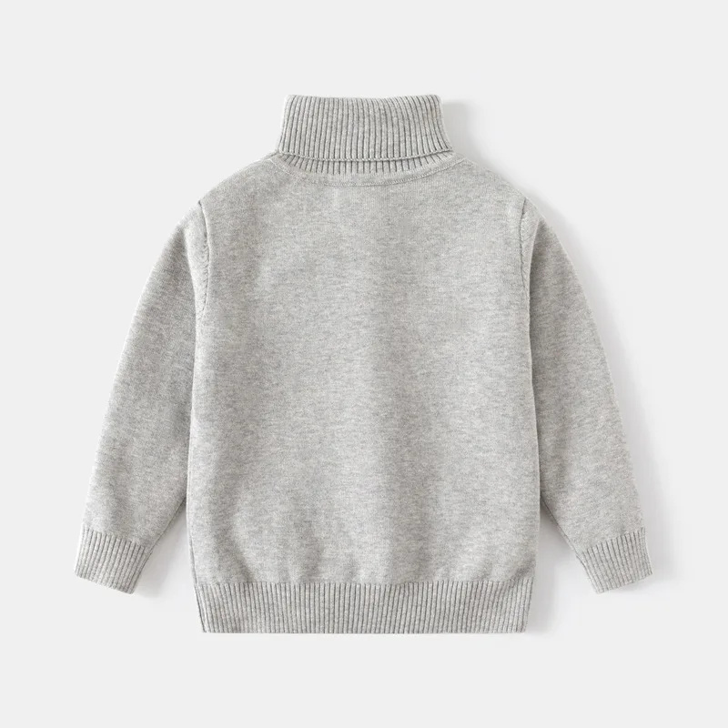 Children's Single-layer Cotton Thread Knitted Sweater for Autumn and Winter, New Style High Neck Clean Color Sweater