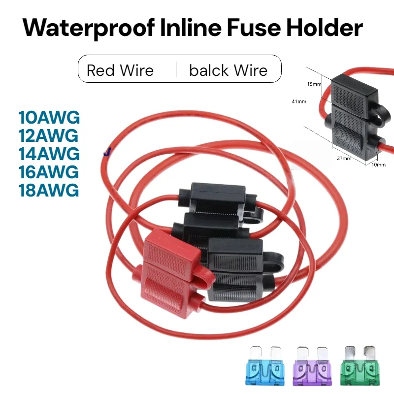 1-5-10pcs Waterproof Inline Blade Fuse Holder with Wire 10/12/14/16/18AWG Cable For Car Motorcycle Auto Truck Boat 12V 24V