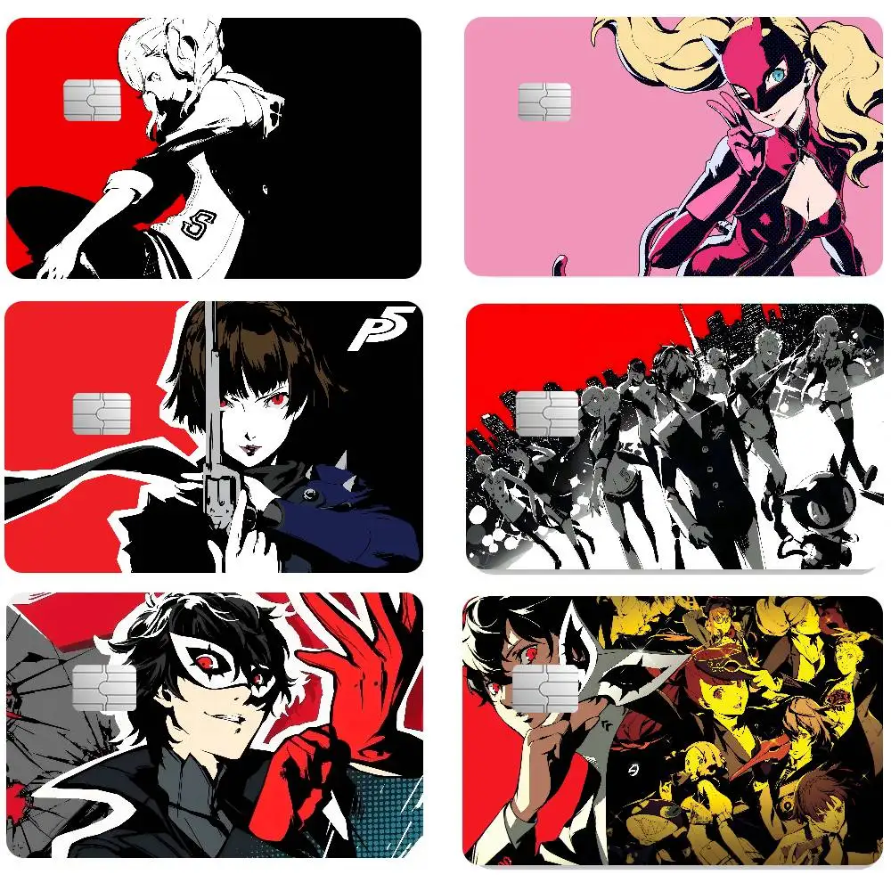 GAME Persona 5 Anime 1 Set Of 4 Pcs Funny Shell Ultra Thin No Fade Sticker Skin Cover Film For Debit Credit Card