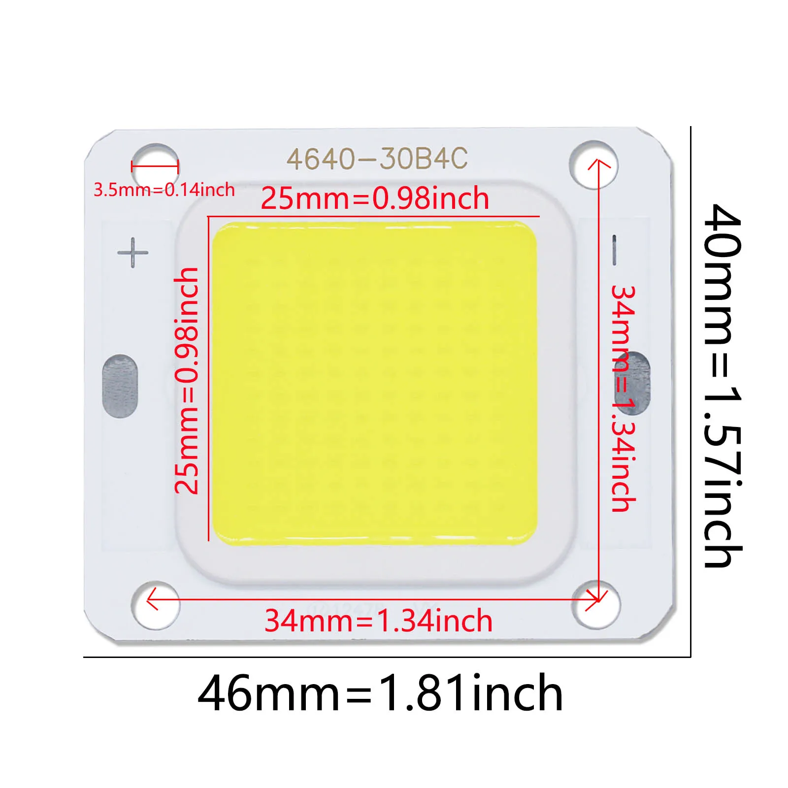 10 pz Ad Alta Luminosità 40 W 4640 LED COB Chip DC 12 V 2500mA Diodo LED Per Proiettore Faretto Proiettore Sorgente Luminosa Esterna FAI DA TE