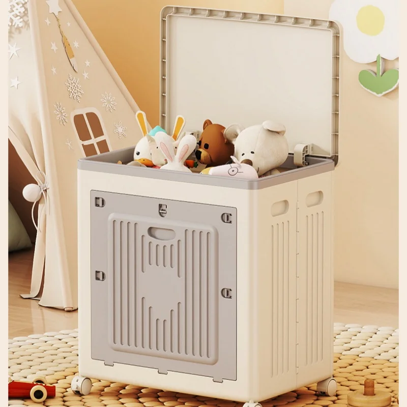 

Foldable Storage Bin with Wheels Large Capacity Organizer Clothes Quilts Storage Folding Storage Box Flip Cover Toy Organizing