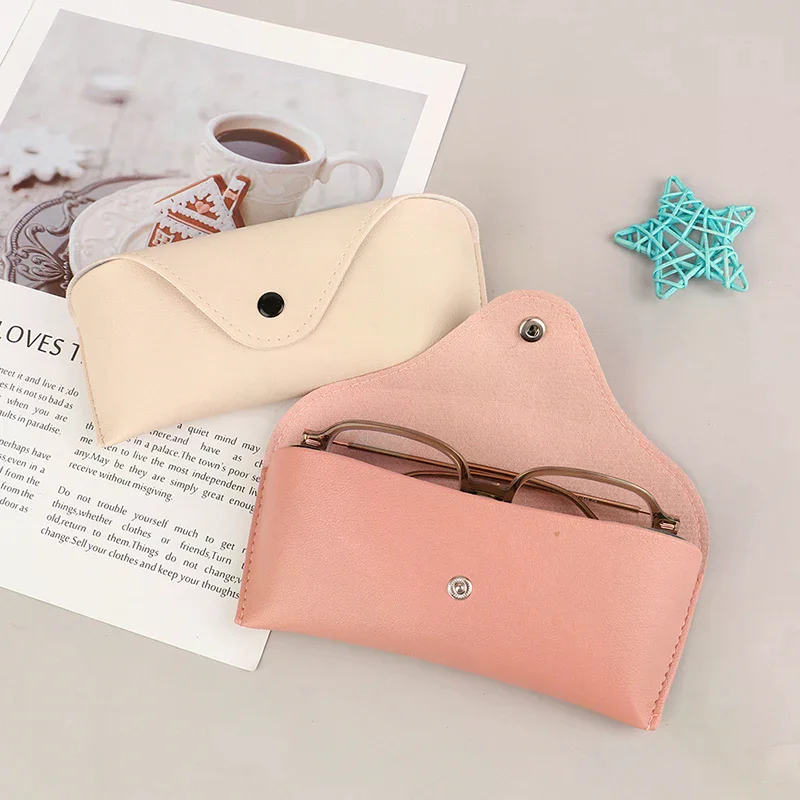 1Pcs Sunglasses Solid Color Pouch Bag Eyewear Box Durable Leather Glasses Case Lightweight Convenient Protable