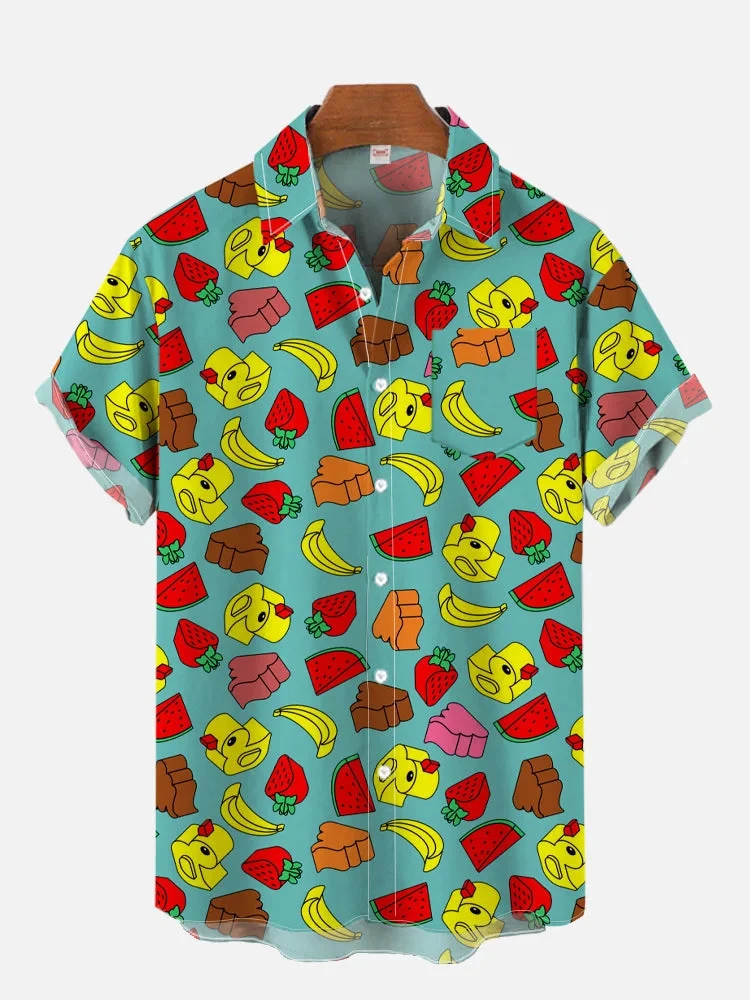 Cute Cartoon Graphic 3d Print Shirts For Men Fashion Hawaiian Shirt Beach Blouses Short Sleeve Blouse Vocation Lapel Shirt Boy