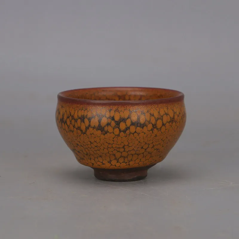 Song Jian Kiln Purple Gold Glaze Iron Body Arhat Cup Tea Bowl Vintage Ceramic Home Decor