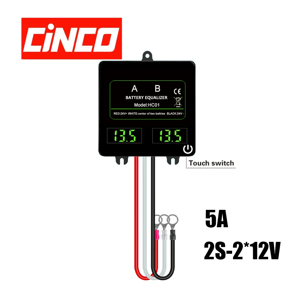 

CINCO HC01 12V Battery Equalizer Lead Acid Batteries Voltage Balancer Lead acid Battery Charger Regulator in Serial 2S Active