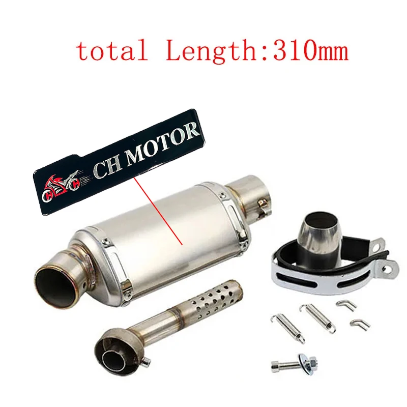 51mm Universal Motorcycle Exhaust Muffler Escape 310 370 440 mm Pipe 100cc-1000cc ATV GP Scooter Stainless Steel For fz6 pcx125
