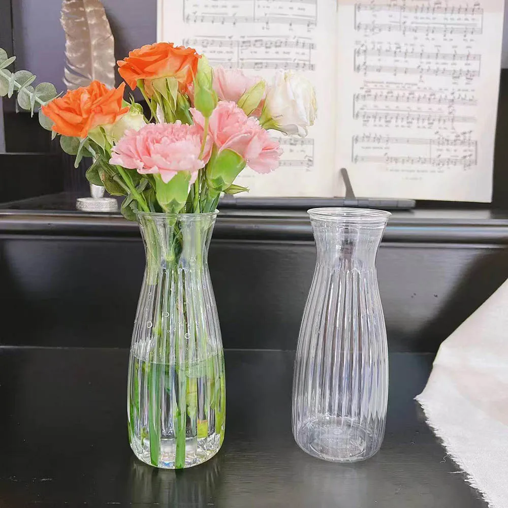 Nordic Transparent Plastic Vase Flower Arrangement Container Creative Hydroponic Plant Vases Home Desk Decor Clear Flower Vase