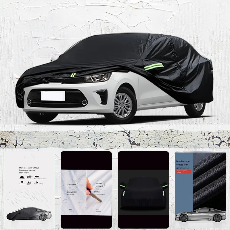 

For Kia Pegas Anti-UV Sun Shade Rain Snow Resistant Dustproof Car umbrella Black cover Full Car Cover Outdoor Protection