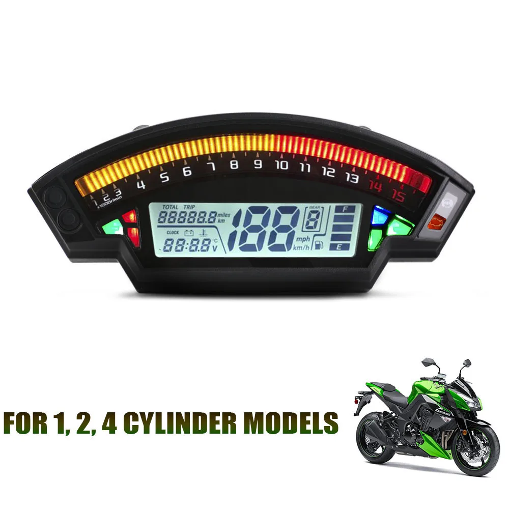 

Universal Motorcycle Speedometer LCD Digital Odometer Fuel Meter Display Dashboard Speedometer Water Temperature 14000RPM