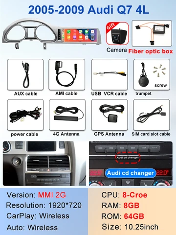 STWEI новый автомобильный мультимедийный беспроводной Android AUTO CarPlay 10,25-дюймовый экран для AUDI Q7 2005-2015 лет автомобильные видеоплееры GPS NAVI