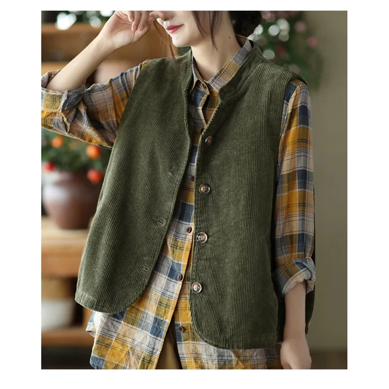 Frühling Herbst Neue frauen Futter Weste Ärmellose Mantel 5XL Mutter Solide Baumwolle Casual Weste Top Jacke Weiblichen Kurzen Outwear