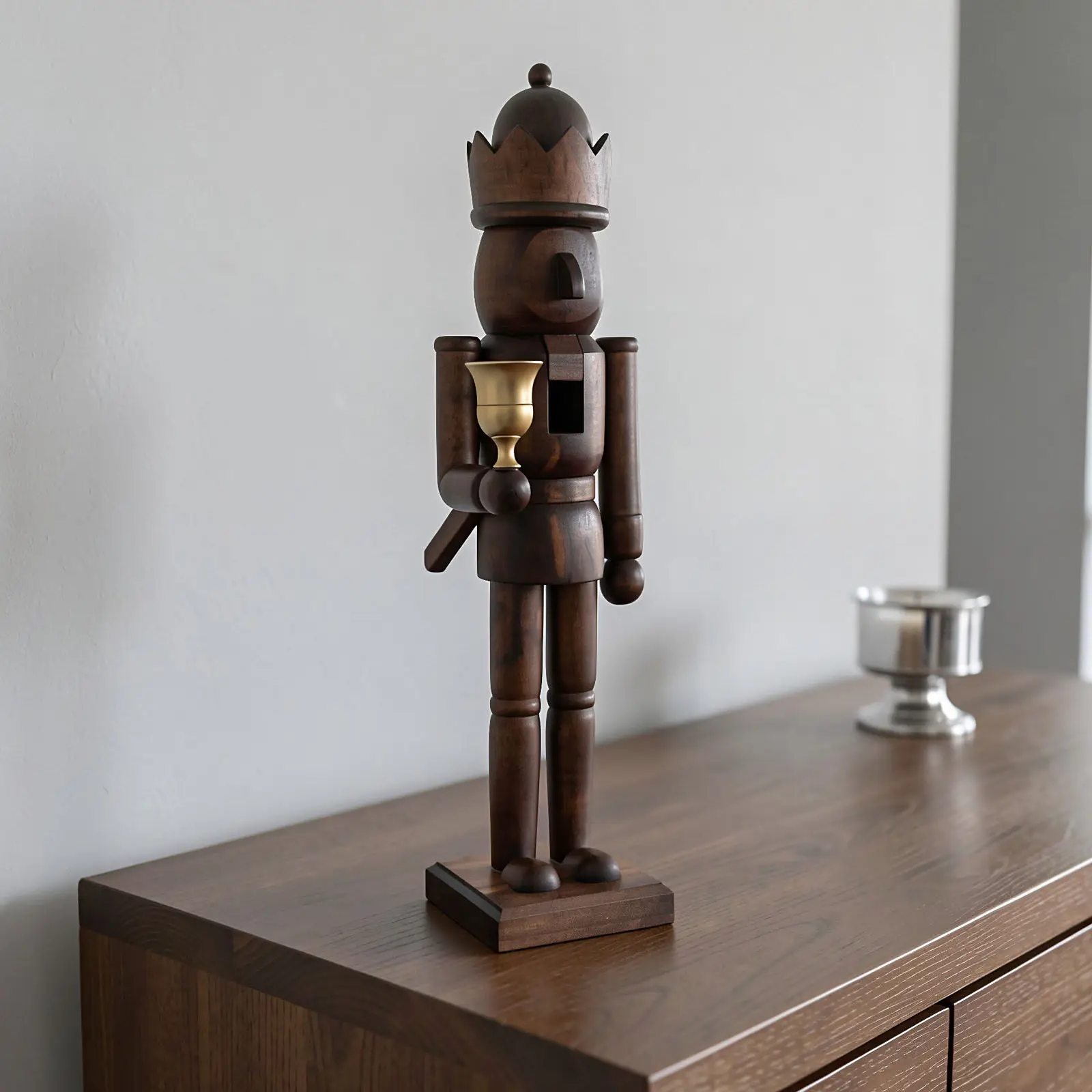 38cm Wooden Christmas Nutcracker Soldier Figurine Handmade Puppet Doll Statue Ornament Xmas Party Table Decoration