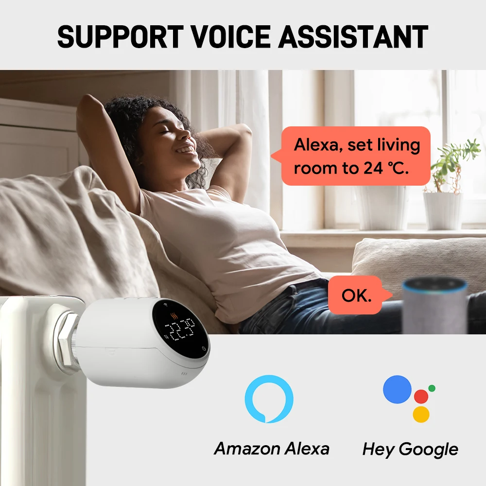 ترموستات قابل للبرمجة من Beok للتدفئة ، صمام المبرد ، المنزل الذكي Tuya ، Zigbee ، Alexa ، Google المنزل