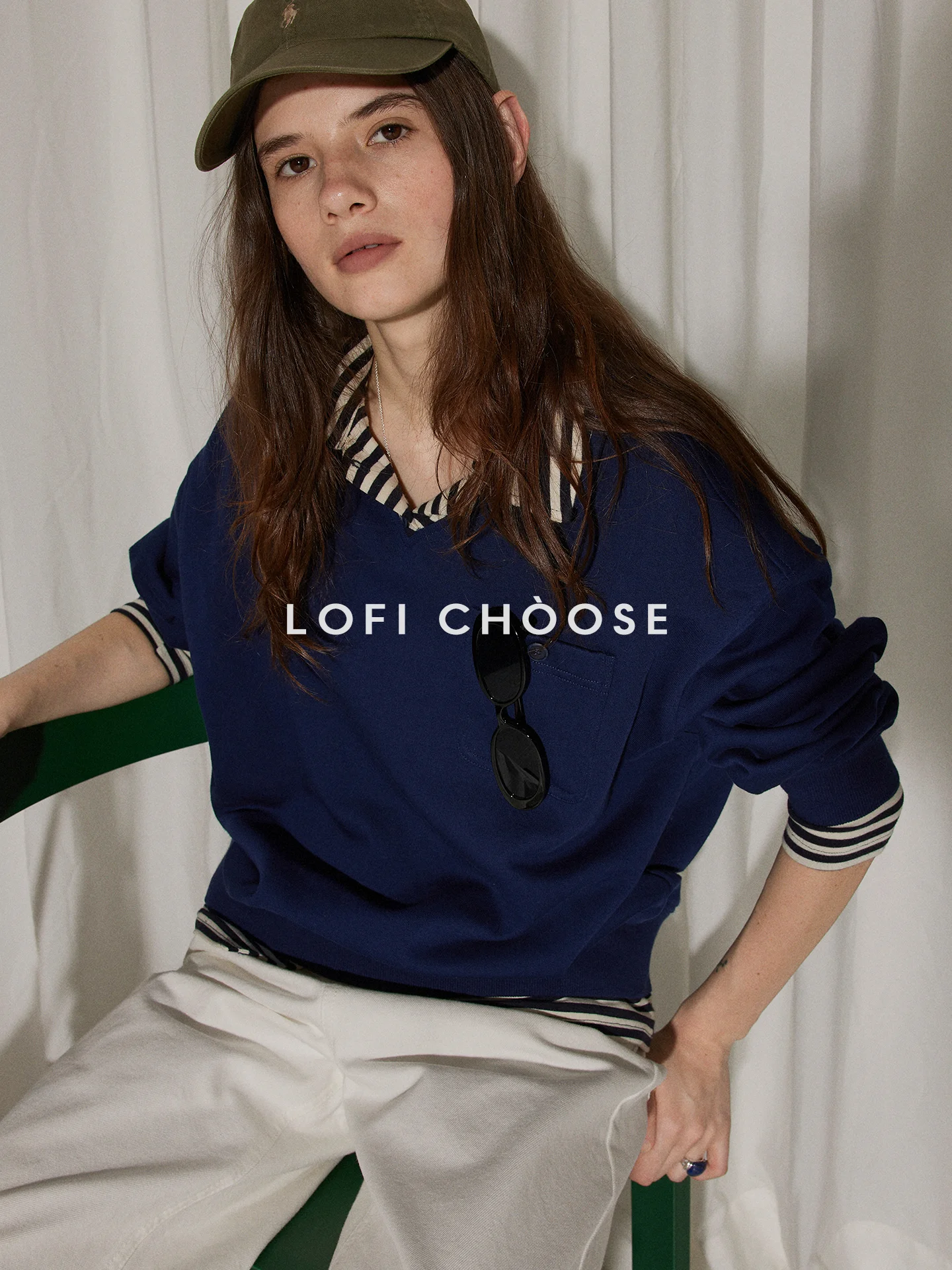 

Женская толстовка Lofi Choose свободного кроя из хлопка с полосатыми вставками, имитация двухслойности, осенняя новинка