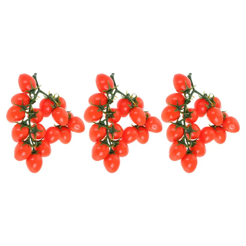 

3 Pcs Imitation Tomato Fake Cherry Tomatoes Adorn Decorative Accessories Model Plastic