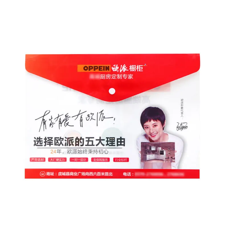 Borsa per documenti in plastica per forniture per ufficio da 20 pezzi Cartella dati in PP con bottone trasparente per cartoni animati A4 all'ingrosso