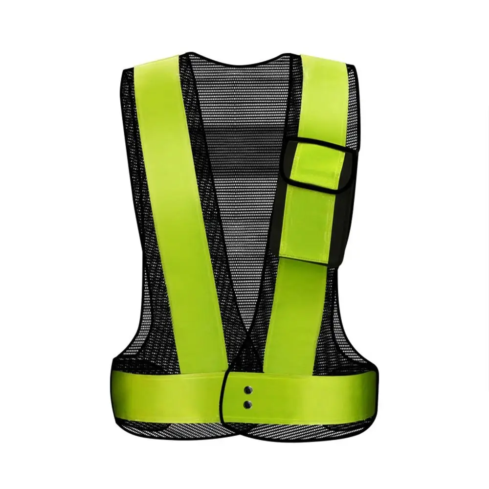 V Shape Reflective Vest Lattice Reflective Straps Black Orange Warning Clothing Night Work Mesh Fabric Safety Vest