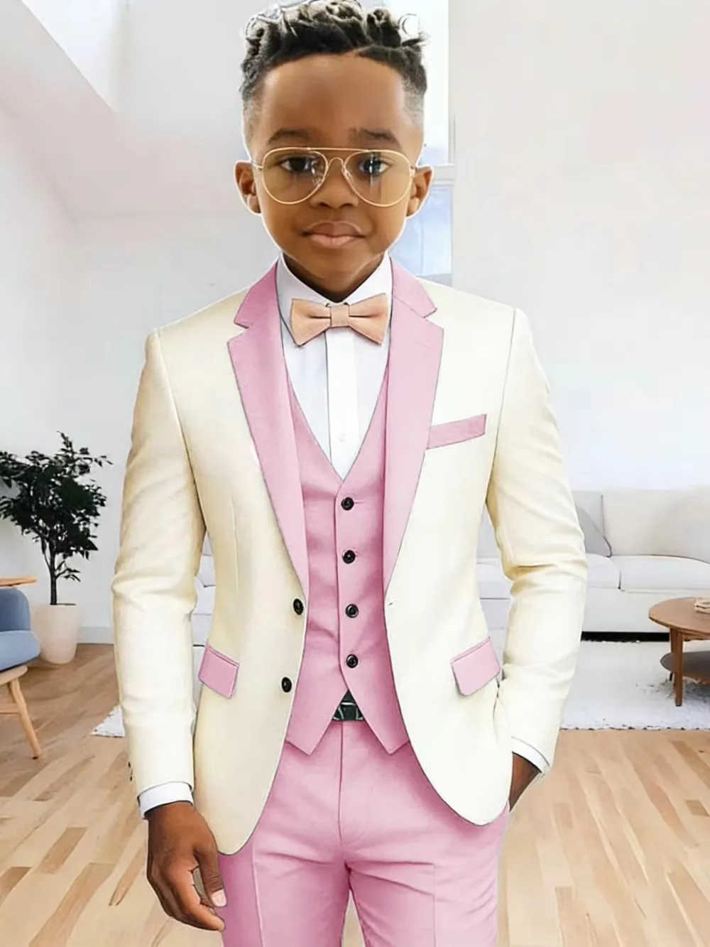 Fashionable Notch Lapel Blazer Vest Pants Kids Tuxedo Set 2-18Y Elegant Two Buttons Boys Suit 3 Pieces For Wedding Party Guest