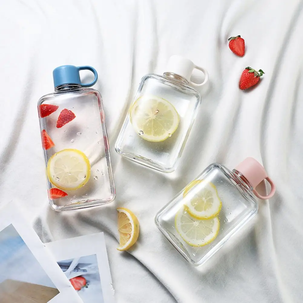 Portable Water Cup 360ml Flat Water Bottle Portable Flat Water Bottle 360ml 500ml Bpa Free Transparent Drinkware Pocket Size