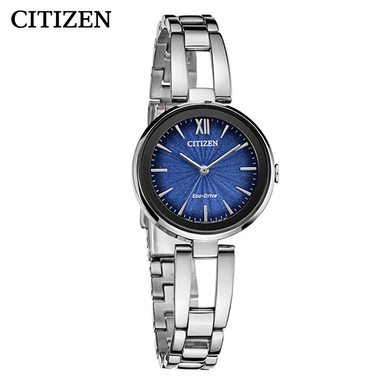 Original CITIZEN Women\'s Watch Eco-Driver 3Bar Waterproof Fashion Leisure Watches Steel strip EM0807-89L