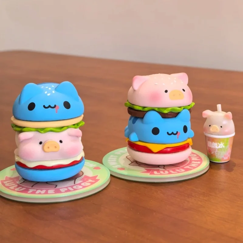 

Genuine Lulu The Piggy Burger Capoo Foodie Lu Glue Face Lu Special Stackable Series Hanging Card Toys Ornament Christmas Gift