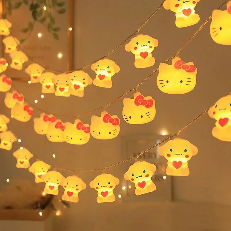 Sanrio Cartoon Anime Night Light Hello Kitty Cinnamoroll USB Light Festival Party Decorative String Lights Room Ambient Lights