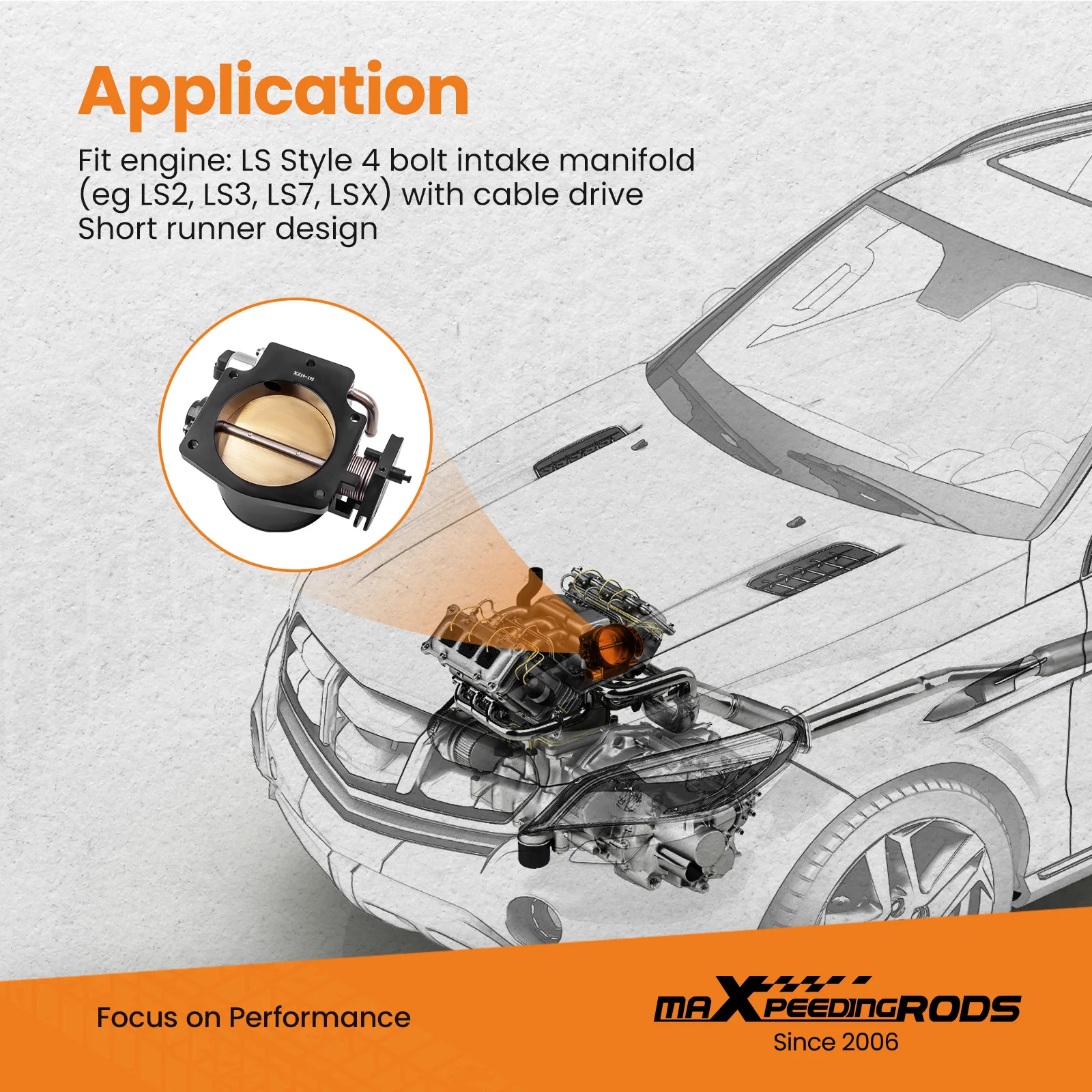 92mm  3.62in Throttle Body Valve  With TPS Throttle Position Sensor  Idle Air Control For GMC III LS1 LS2 LS3 LS6 LS7 LSX