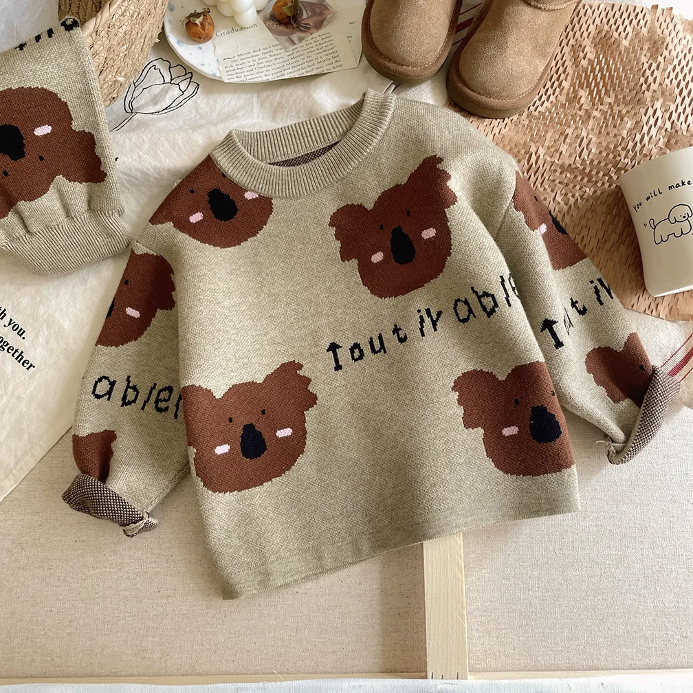 Girls' Autumn Clothing New Set Stylish Korean Spring Baby and Children's Knitted Sweater Two-piece Set Baby Girl Outfit Set