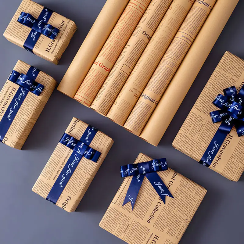 Gift Flower Wrapping Paper Cowhide Cowhide Wrapping Paper Vintage Packaging Paper Craft For Valentine'S Day Wedding Birthday