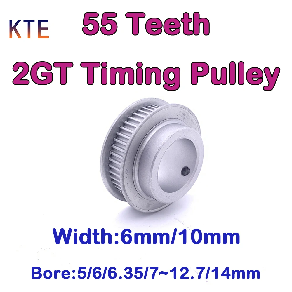 

55 Teeth 2GT Timing Pulley Bore 5/6/6.35/7/8/10/12/12.7/14mm GT2 Timing Pulley Belt Width 6mm/10mm 55 Tooth 2GT Synchronous Gear