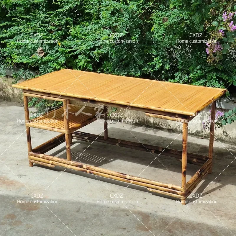 Handmade Rectangle Bamboo Coffee Table Kung Fu Tea Table Zen Strip Furniture For Living Room Study
