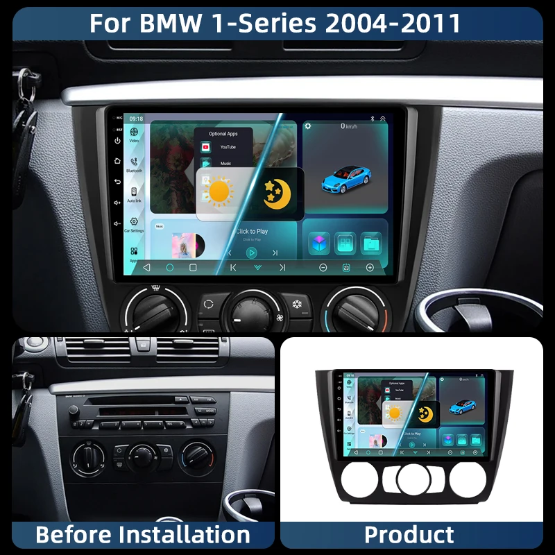 

9'' Car Radio Carplay GPS MP5 Player For BMW 1 Series E81 E82 E87 E88 AT 2004-2011 WIFI Car Stereo DVD Multimedia Player