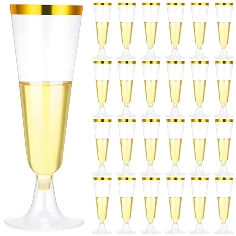 25Pcs 150Ml Disposable Champagne Flutes Clear Champagne Flutes Clear Toasting Glasses For Wedding Toasting Flutes Partys