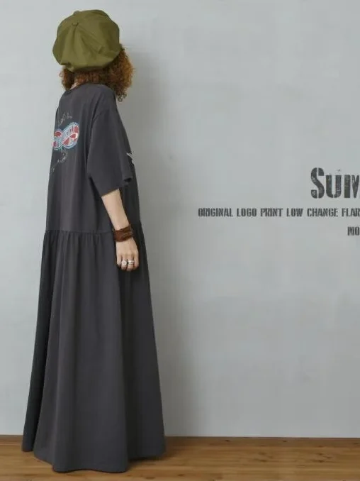 Coréen Sle imprimé décontracté Patchwork Dr femmes été Faion ample grande taille minceur a-ligne T-shirt Dr