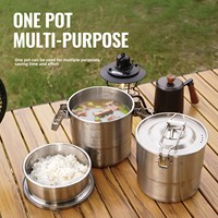 CLS Newest Outdoor Cookware Boiling Pot Kettle 304 Stainless Steel Outdoor Hanging Pot Camping Equipment Set Camping Supplies