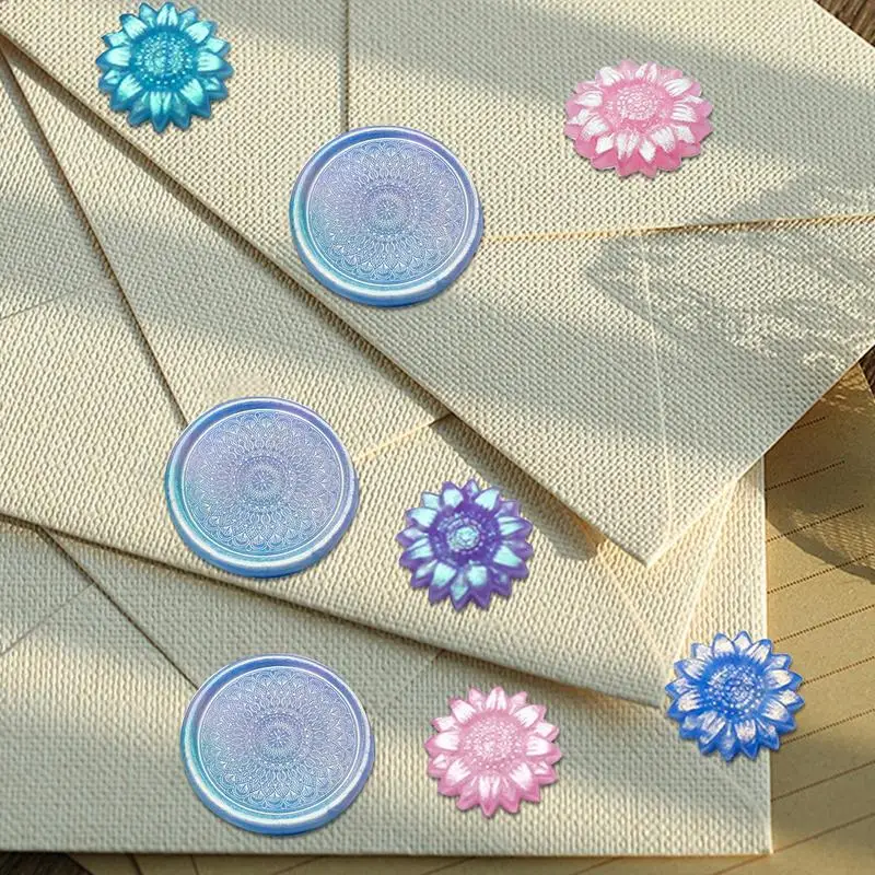 Sealing Wax 100 Pieces Letter Sealing Wax Glitter Sunflower Wax Stamp Beads Handmade Craft Sealing Wax Beads Envelope Stamp For