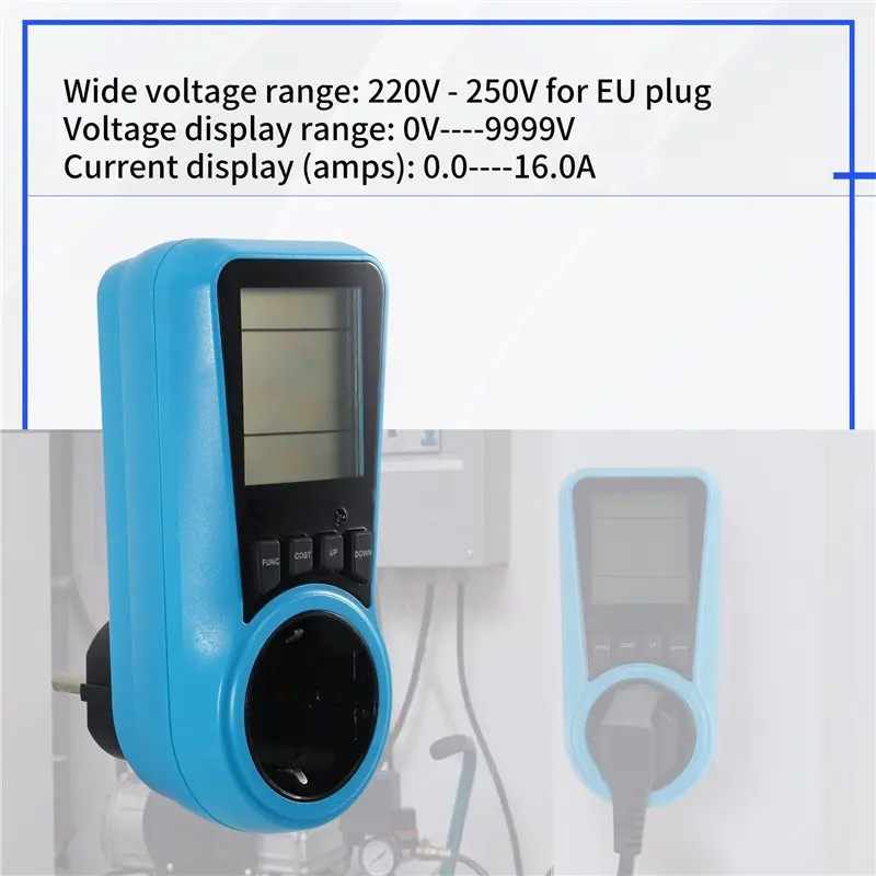 [NEWA08R】 Socket Digital Current Meter Voltmeter AC Power Meter Time Watt Power Energy Tester Wattmeter - EU Plug