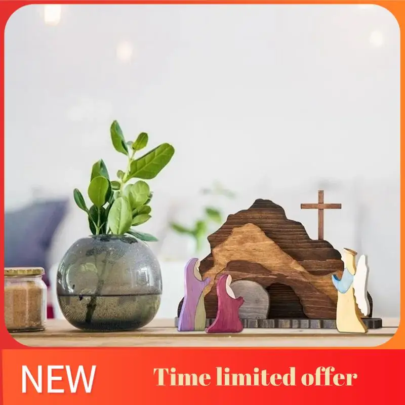 2 ピース イースター シーン デコレーション 復活シーン オーナメント 図のように 木製飼い葉桶 クレッシュ キリスト降誕セット 工芸品 復活