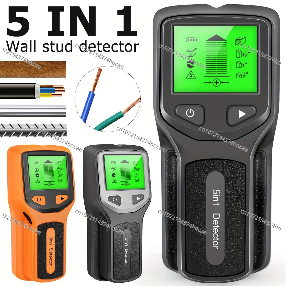 5-In-1 Wall Scanner and Stud Finder - Portable Electronic Sensor with LCD Display for Wood, Metal, AC Wire Inspection