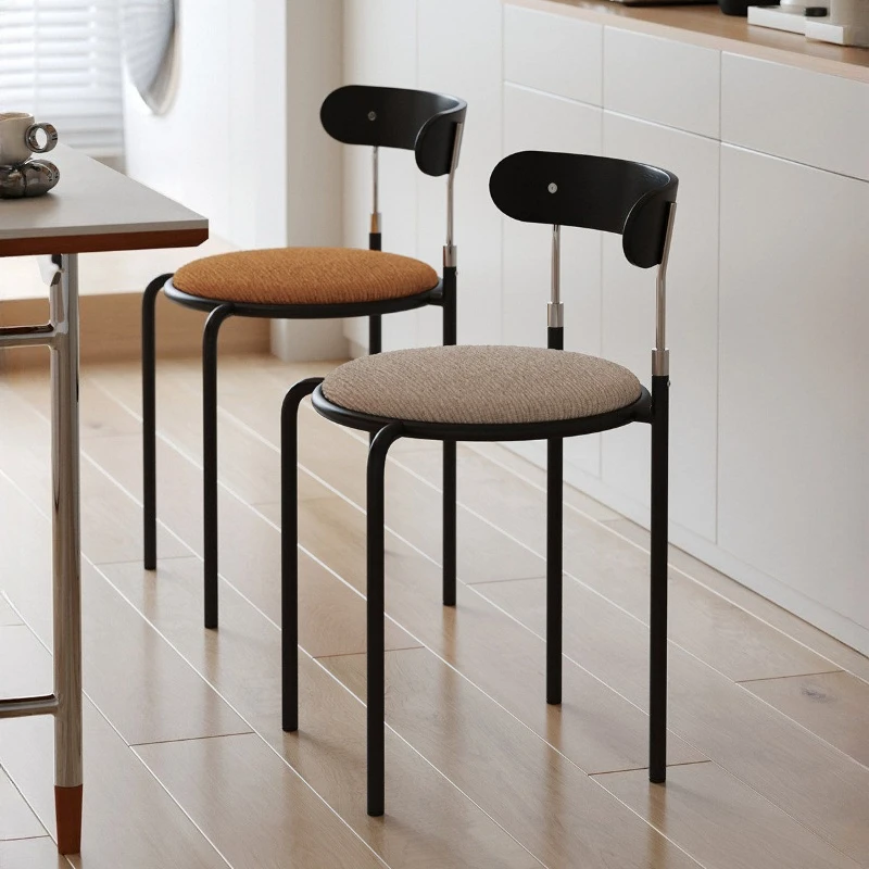 Medieval stackable dining chair light luxury coffee shop dining chairs space saving lot chaise salle à manger home furniture