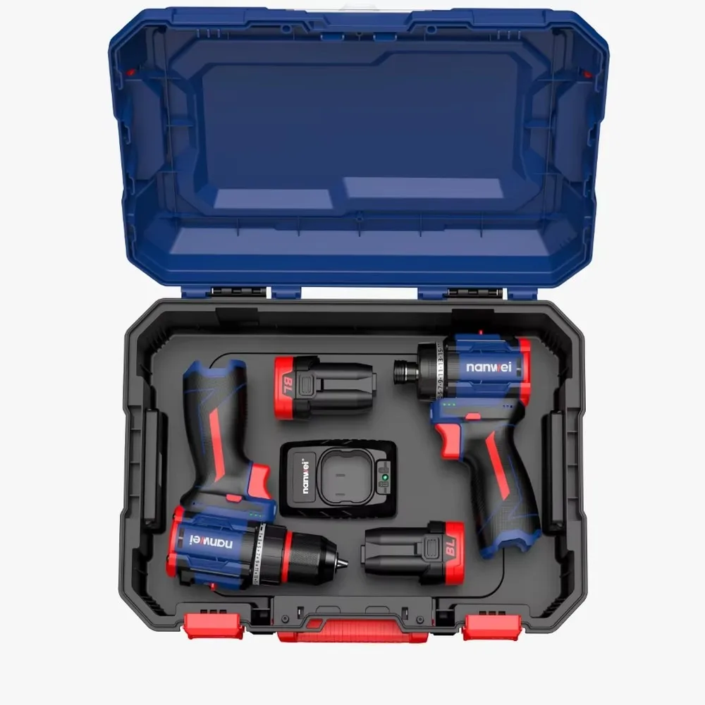 2-in-1 Brushless Cordless Drill & Screwdriver Set Rechargeable Li-ion Power Tool Kit Factory Direct Supply