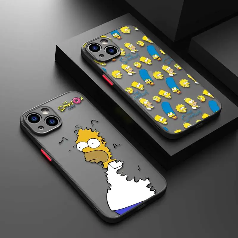 Disney Homer die Simpsons Familie matte Hülle für Apple iPhone 15 14 13 12 11 Pro Max 13 12 Mini XS